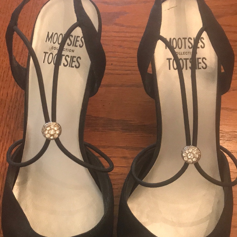 Mootsies Tootsies collections black satin shoes -9 - Picture 2 of 5